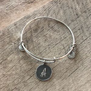 Alex and Ani Letter A initial silver bangle